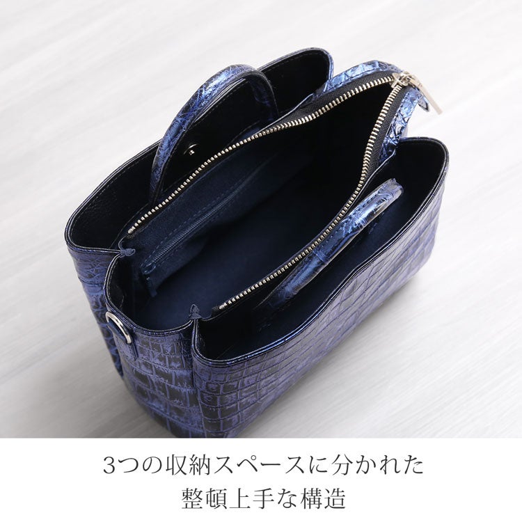 ナイルクロコダイル ハンドバッグ 2way 小さめ レディース 保証書付