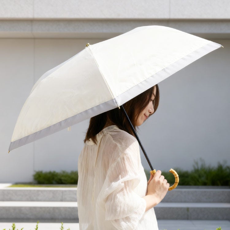 日傘 折りたたみ 完全遮光 晴雨兼用 バンブーハンドル 遮光 UVカット