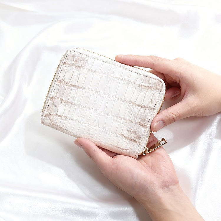 ヒマラヤクロコダイルマットラウンドファスナー多機能財布オーガナイザーカードケース