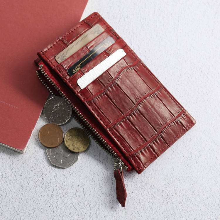 スモールクロコダイル(ポロサス) ワニ革 マット加工 ファスナー