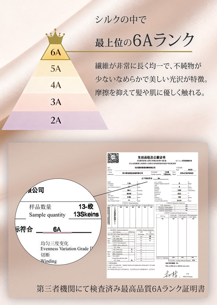 シルク100％枕カバーピローケース6Aランク最上級高級シルク美容保湿低摩擦ダメージ軽減キューティクル保護ヘアケア乾燥対策(09000721r)