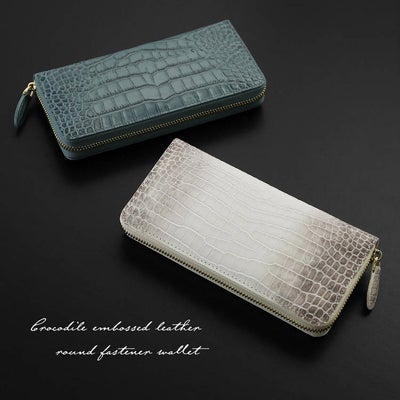 ラウンドファスナー長財布 メンズ 牛革 RODANIA ロダニア クロコダイル 