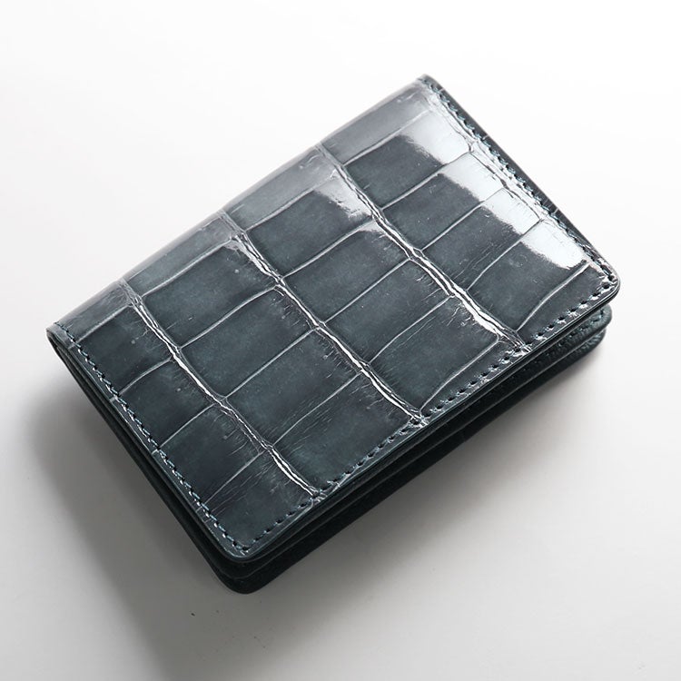 ナイルクロコダイル メンズ 名刺入れ シャイニング加工 4FA