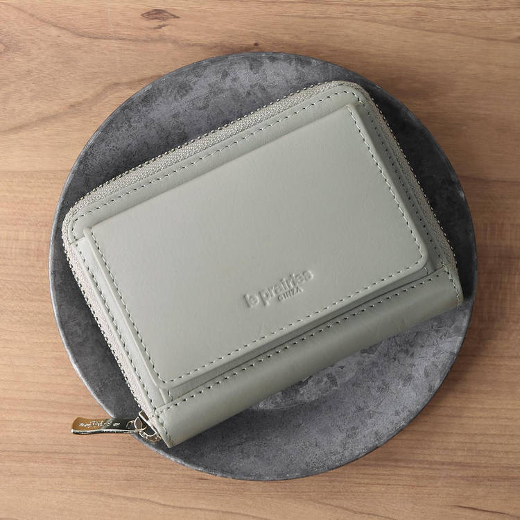 ラウンドファスナー コンパクト財布 BOX型小銭入れ付き メンズ 牛革 le