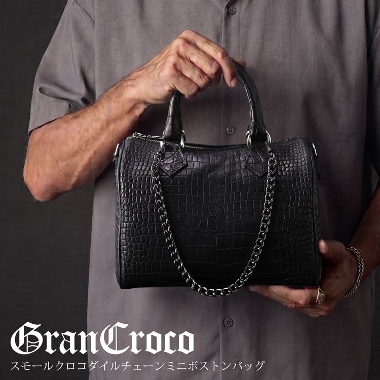 スモール クロコダイル メンズ ミニ ボストンバッグ GranCroco