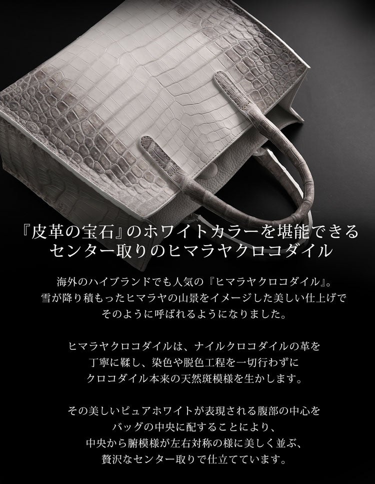 ヒマラヤ クロコダイル ハンドバッグ 日本製 センター取り 2way
