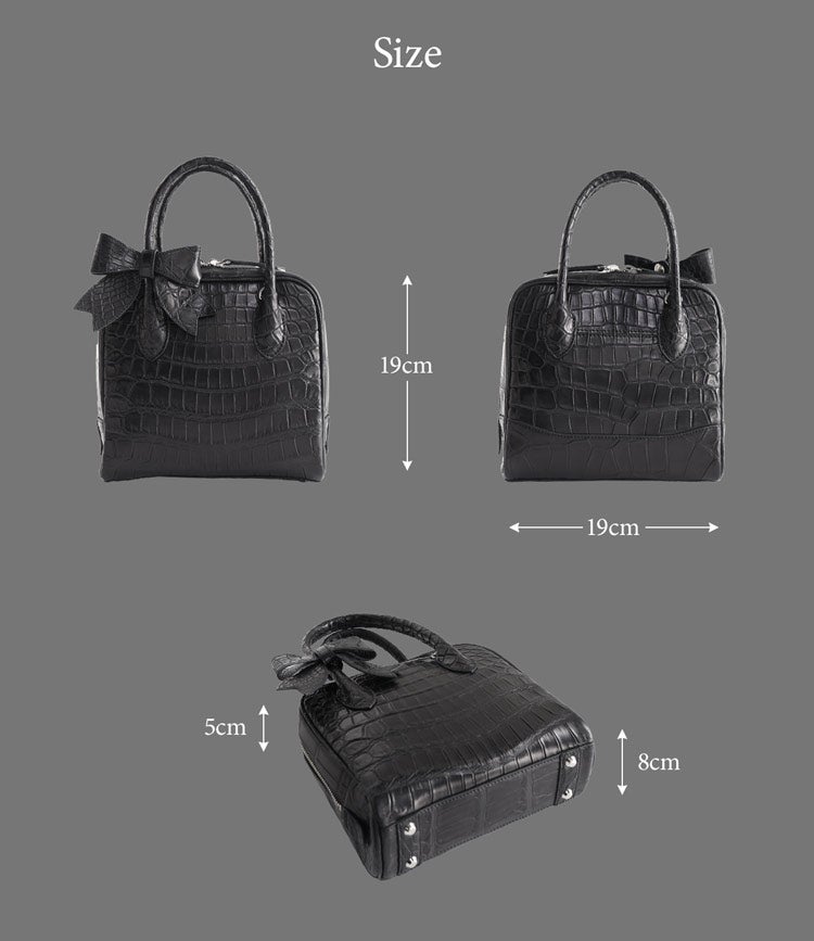 クロコダイル ミニバッグ 2way リボン付き ハンドバッグ ショルダー